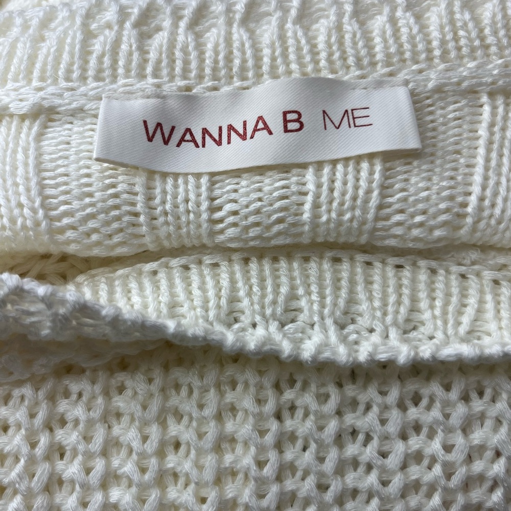 Wanna B Me Crochet Sleeve Knit Sweater Cream Large Bohemian - Picture 4 of 12